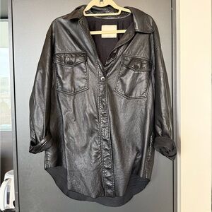 Wilfred Faux Leather Button Down Blazer